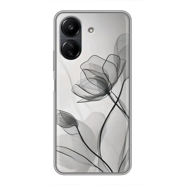 Чехол с принтом «Черные цветы» для Xiaomi POCO C65 Чехол с принтом «Черные цветы» для Xiaomi POCO C65