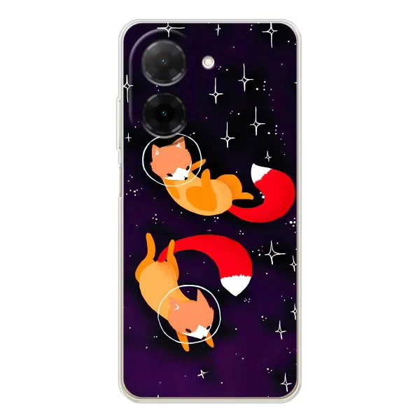 Чехол с принтом «Лисички космонавты» для Xiaomi Poco C71