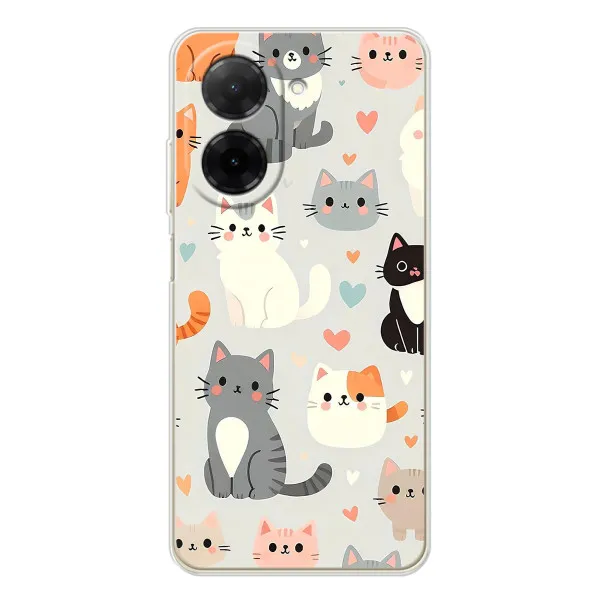 Чехол с принтом «Коллаж котов» для Xiaomi Poco C71