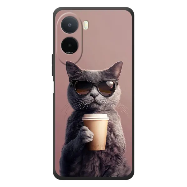 Чехол с принтом «Кот с кофе» для Xiaomi Poco C81 Pro Чехол с принтом «Кот с кофе» для Xiaomi Poco C81 Pro
