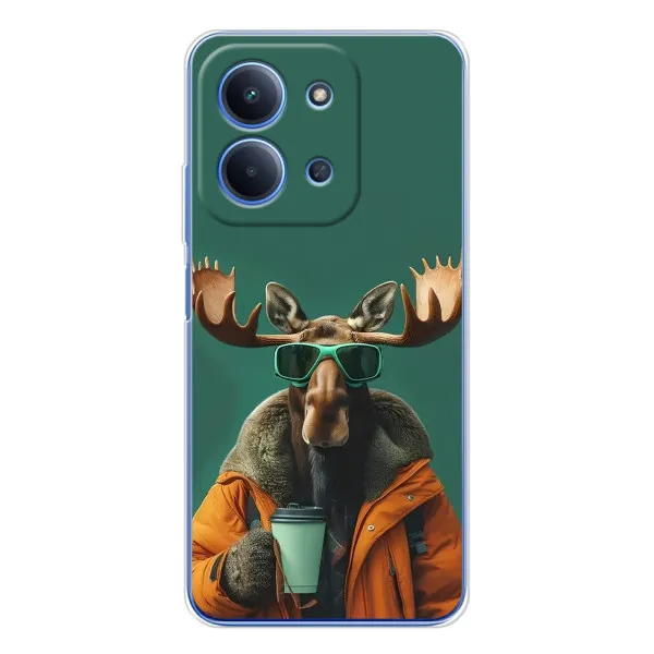 Чехол с принтом «Лось с кофе» для Xiaomi Poco C85
