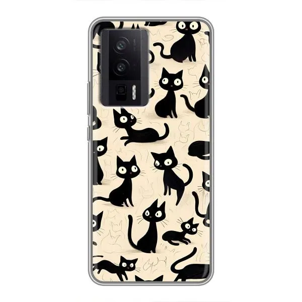 Чехол с принтом «Черные коты» для Xiaomi POCO F5 Pro