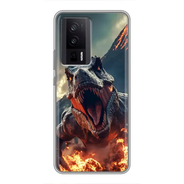 Чехол с принтом «Огненный динозавр» для Xiaomi POCO F5 Pro Чехол с принтом «Огненный динозавр» для Xiaomi POCO F5 Pro