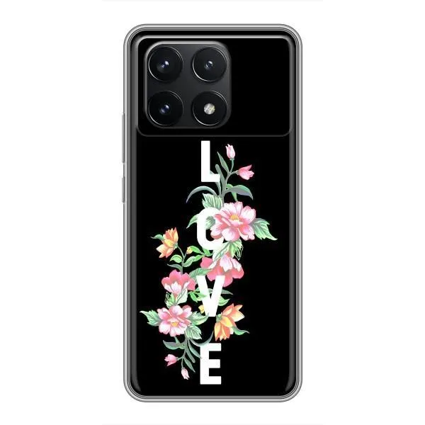 Чехол с принтом «Цветы LOVE» для Xiaomi POCO F6 Pro