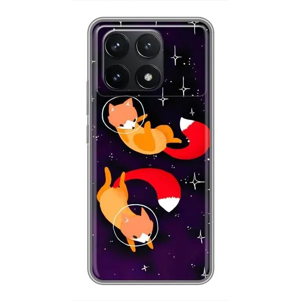 Чехол с принтом «Лисички космонавты» для Xiaomi POCO F6 Pro Чехол с принтом «Лисички космонавты» для Xiaomi POCO F6 Pro