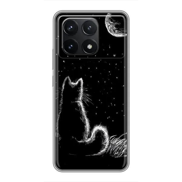 Чохол з принтом «Котик і місяць» для Xiaomi POCO F6 Pro