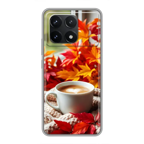 Чехол с принтом «Кофе и листья» для Xiaomi POCO F6 Pro