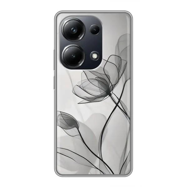 Чехол с принтом «Черные цветы» для Xiaomi POCO M6 Pro