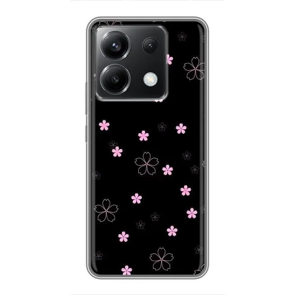 Чехол с принтом «Розовые цветы на черном» для Xiaomi POCO X6 5G