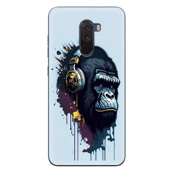 Чехол с принтом «Горилла в наушниках» для Xiaomi POCO F1 Чехол с принтом «Горилла в наушниках» для Xiaomi POCO F1