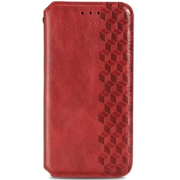 Кожаный чехол-книжка GETMAN Cubic (PU) для Xiaomi Redmi 10 — Красный — фото 1