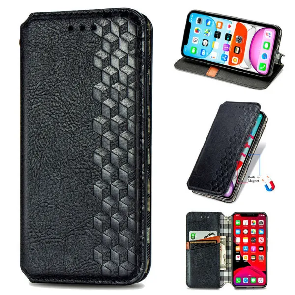 Кожаный чехол-книжка GETMAN Cubic (PU) для Xiaomi Redmi 10 — Черный — фото 2