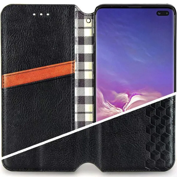 Кожаный чехол-книжка GETMAN Cubic (PU) для Xiaomi Redmi 10 — Черный — фото 3