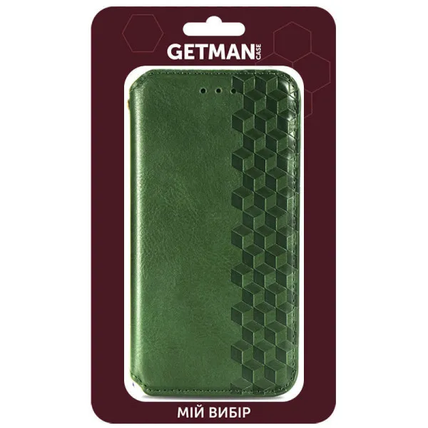 Кожаный чехол-книжка GETMAN Cubic (PU) для Xiaomi Redmi 12C — Зеленый — фото 1