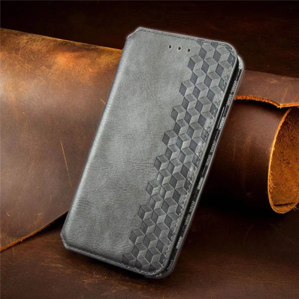 Кожаный чехол-книжка GETMAN Cubic (PU) для Xiaomi Redmi 12C — Серый — фото 4