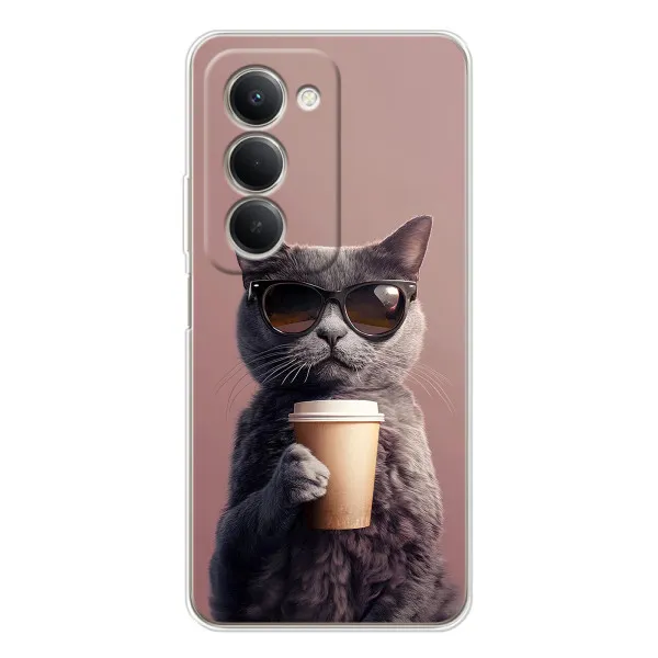 Чехол с принтом «Кот с кофе» для Xiaomi Redmi 15 5G Чехол с принтом «Кот с кофе» для Xiaomi Redmi 15 5G