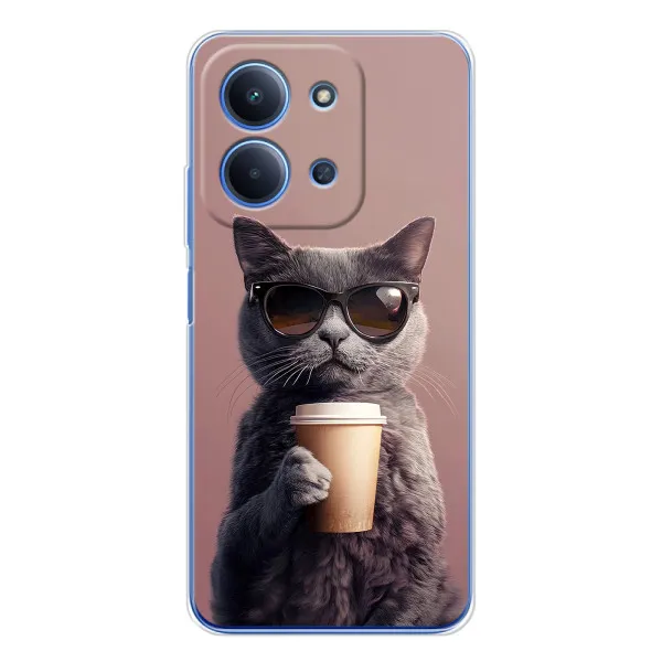 Чехол с принтом «Кот с кофе» для Xiaomi Redmi 15C 5g Чехол с принтом «Кот с кофе» для Xiaomi Redmi 15C 5g