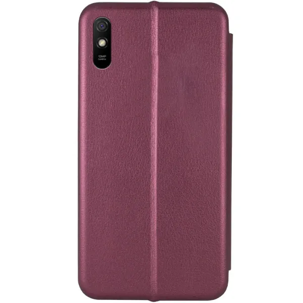 Кожаный чехол-книжка Classy для Xiaomi Redmi 9A — Бордовый — фото 2