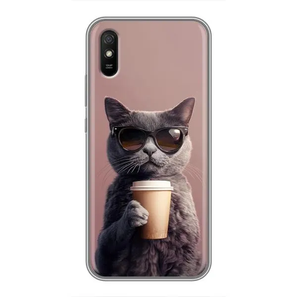 Чехол с принтом «Кот с кофе» для Xiaomi Redmi 9A Чехол с принтом «Кот с кофе» для Xiaomi Redmi 9A