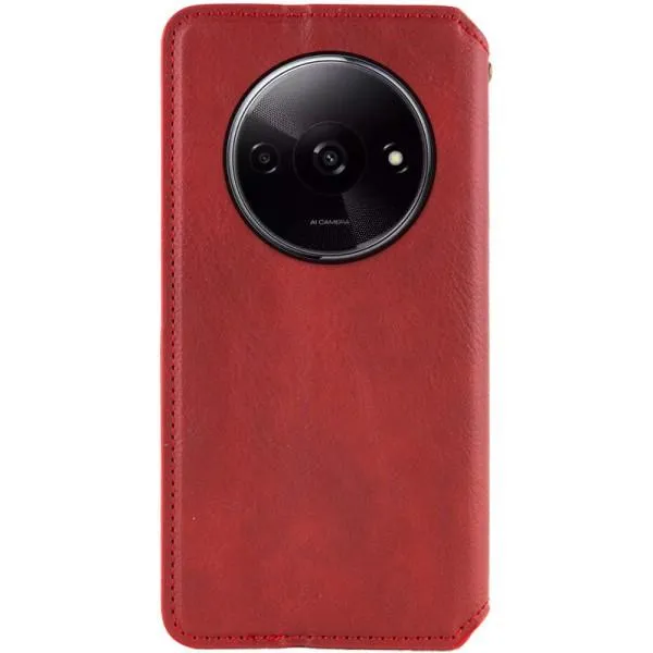 Кожаный чехол-книжка GETMAN Cubic (PU) для Xiaomi Redmi A3 — Красный — фото 2