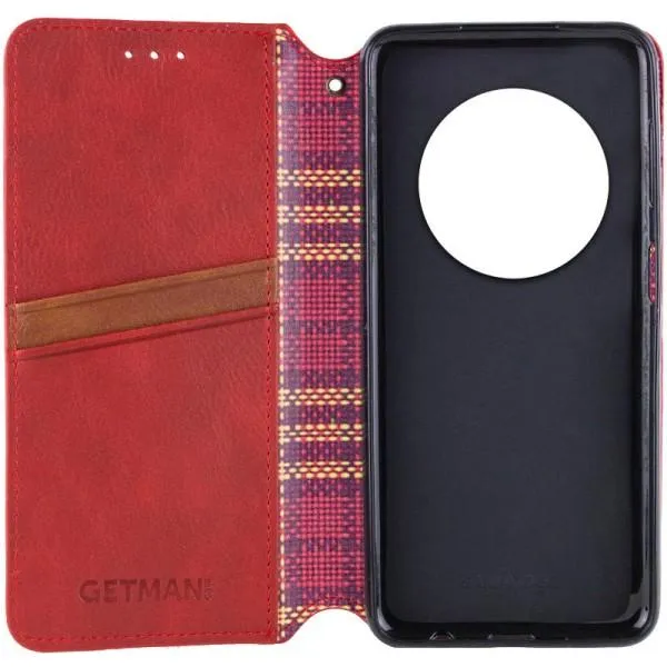 Кожаный чехол-книжка GETMAN Cubic (PU) для Xiaomi Redmi A3 — Красный — фото 3