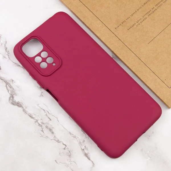 Чехол TPU GETMAN Liquid Silk Full Camera для Xiaomi Redmi Note 11 (Global) / Note 11S — Бордовый — фото 1