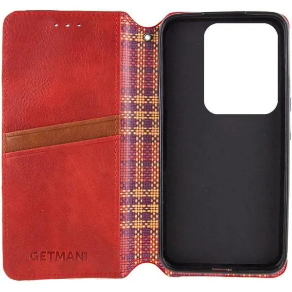 Кожаный чехол-книжка GETMAN Cubic (PU) для Xiaomi Redmi Note 13 5G — Красный — фото 2