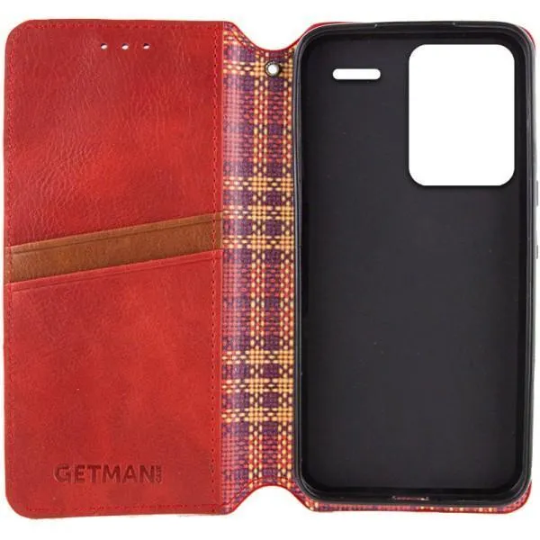 Кожаный чехол-книжка GETMAN Cubic (PU) для Xiaomi Redmi Note 13 Pro+ — Красный — фото 2 Кожаный чехол-книжка GETMAN Cubic (PU) для Xiaomi Redmi Note 13 Pro+ — Красный — фото 2