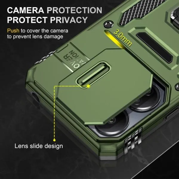 Ударопрочный чехол Camshield Army Ring для Xiaomi Redmi Note 13 Pro 4G / 14s / Poco M6 Pro 4G — Оливковый — фото 4 Ударопрочный чехол Camshield Army Ring для Xiaomi Redmi Note 13 Pro 4G / 14s / Poco M6 Pro 4G — Оливковый — фото 4