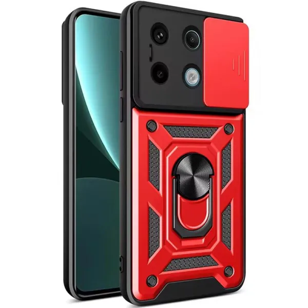 Чехол Ummi Camshield Serge Ring для Xiaomi Redmi Note 13 Pro 4G / 14s / Poco M6 Pro 4G — Красный — фото 1 Чехол Ummi Camshield Serge Ring для Xiaomi Redmi Note 13 Pro 4G / 14s / Poco M6 Pro 4G — Красный — фото 1