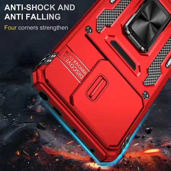 Ударопрочный чехол Camshield Army Ring для Xiaomi Redmi Note 13 Pro 4G / 14s / Poco M6 Pro 4G — Красный — фото 2