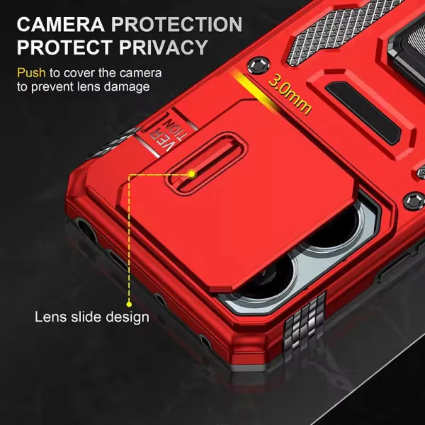 Ударопрочный чехол Camshield Army Ring для Xiaomi Redmi Note 13 Pro 4G / 14s / Poco M6 Pro 4G — Красный — фото 4