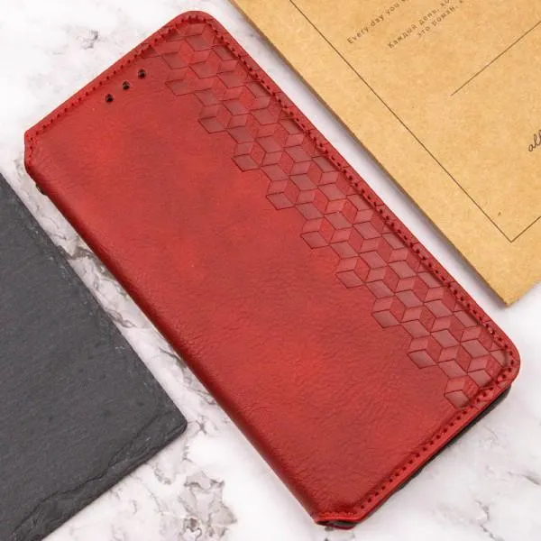 Кожаный чехол-книжка GETMAN Cubic (PU) для Xiaomi Redmi Note 13 4G — Красный — фото 5