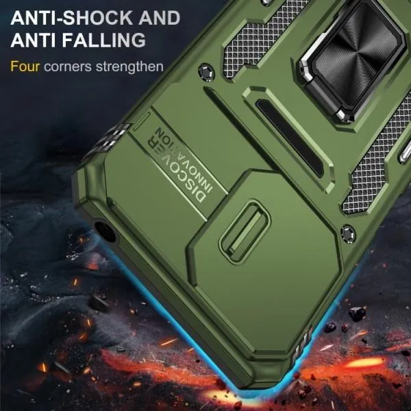 Ударопрочный чехол Camshield Army Ring для Xiaomi Redmi Note 13 4G — Оливковый — фото 2