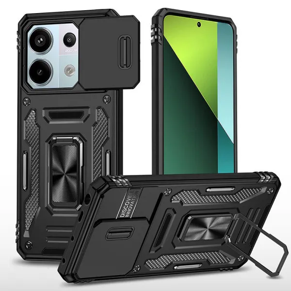 Ударостійкий чохол Camshield Army Ring для Xiaomi Redmi Note 13 4G — Чорний — фото 1