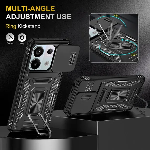 Ударостійкий чохол Camshield Army Ring для Xiaomi Redmi Note 13 4G — Чорний — фото 3