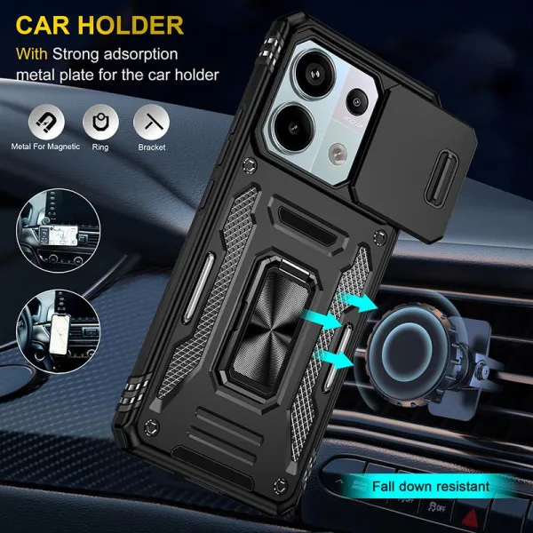 Ударостійкий чохол Camshield Army Ring для Xiaomi Redmi Note 13 4G — Чорний — фото 4
