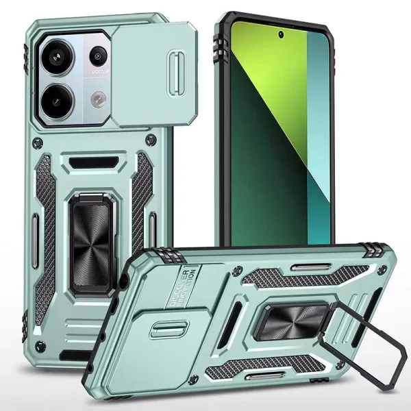Ударостійкий чохол Camshield Army Ring для Xiaomi Redmi Note 13 4G — Зелений — фото 1