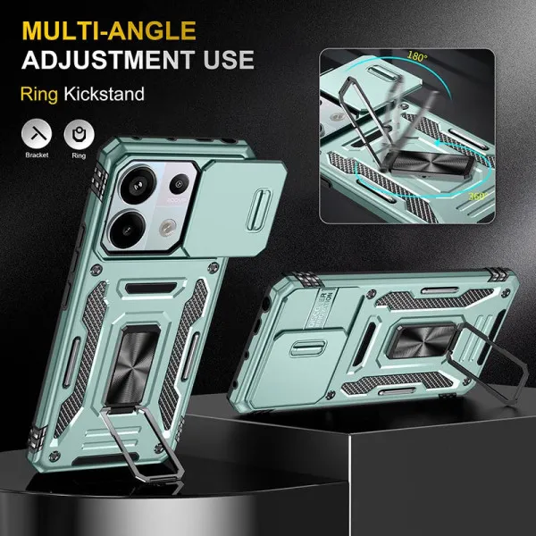 Ударостійкий чохол Camshield Army Ring для Xiaomi Redmi Note 13 4G — Зелений — фото 2
