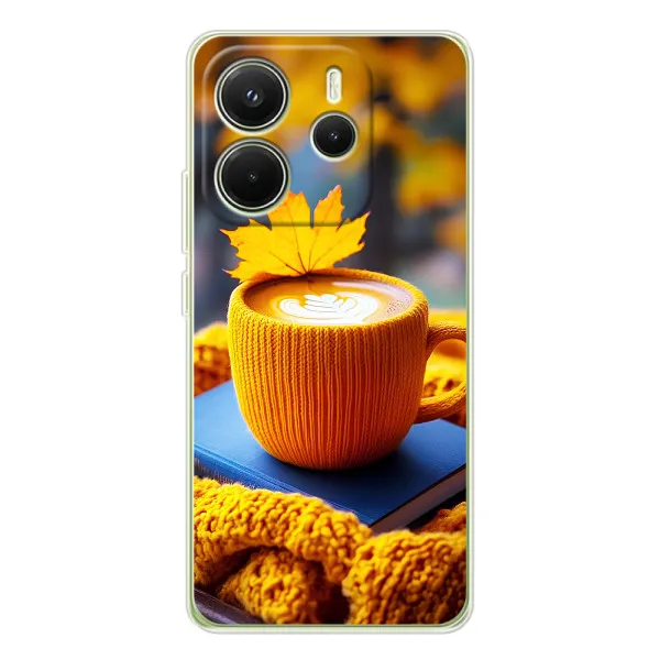 Чехол с принтом «Кофе на желтом пледе» для Xiaomi Redmi Note 14 4G (Global)