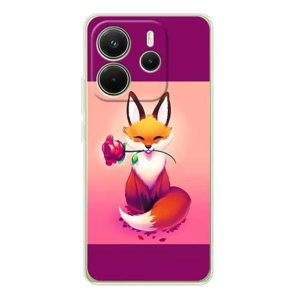 Чехол с принтом «Лисичка с розочкой» для Xiaomi Redmi Note 14 4G (EU)