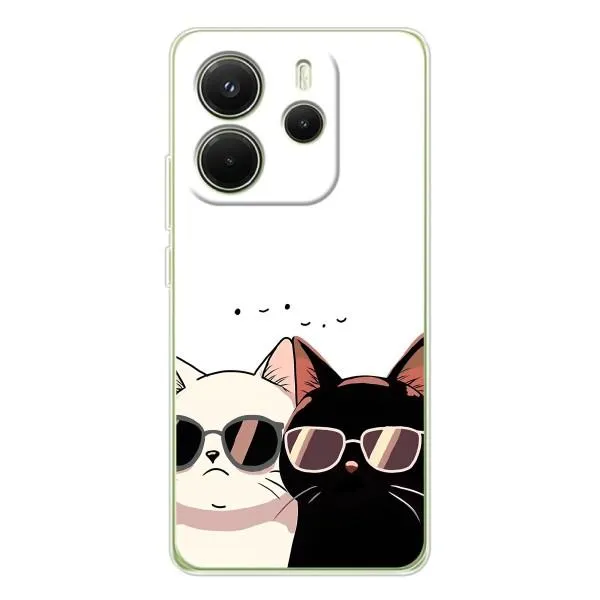 Чехол с принтом «Коты в очках» для Xiaomi Redmi Note 14 4G (EU)