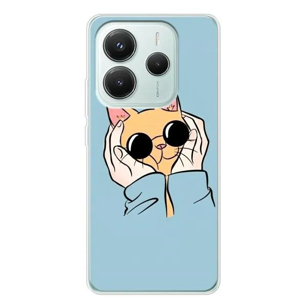 Чехол с принтом «Котик в очках» для Xiaomi Redmi Note 14 5G Чехол с принтом «Котик в очках» для Xiaomi Redmi Note 14 5G