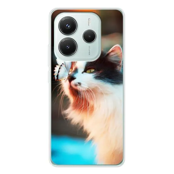 Чехол с принтом «Котик с бабочкой» для Xiaomi Redmi Note 14 5G Чехол с принтом «Котик с бабочкой» для Xiaomi Redmi Note 14 5G