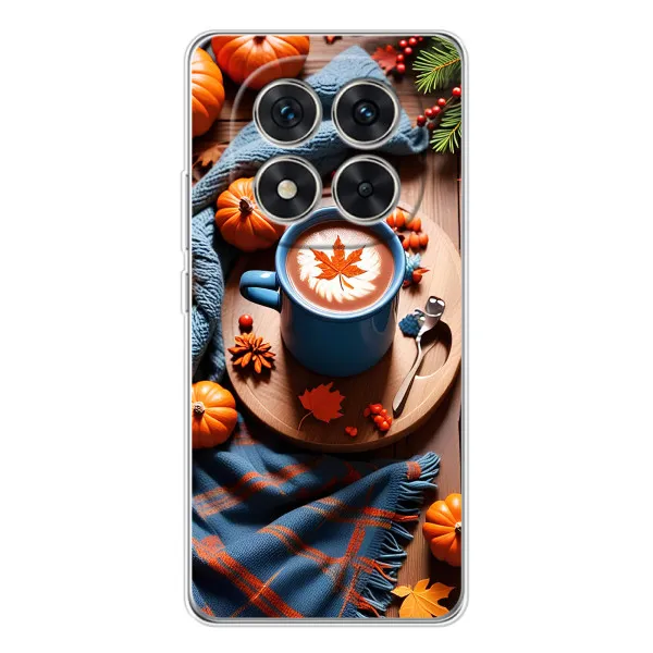 Чехол с принтом «Кофе и тыковки» для Xiaomi Redmi Note 14 Pro 5G