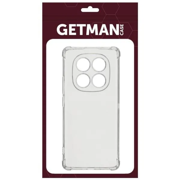 TPU чехол GETMAN Ease logo усиленные углы Full Camera для Xiaomi Redmi Note 14 Pro+ 5G — Прозрачный — фото 3