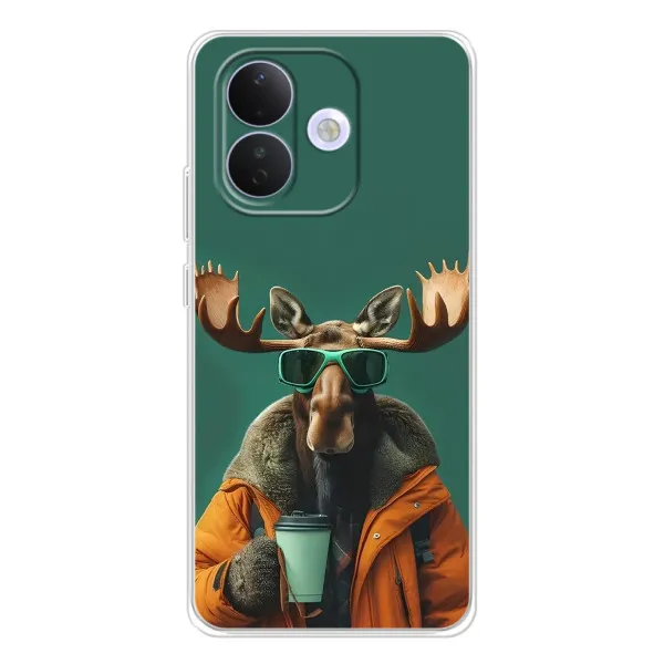 Чехол с принтом «Лось с кофе» для Xiaomi Redmi Note 17 Pro