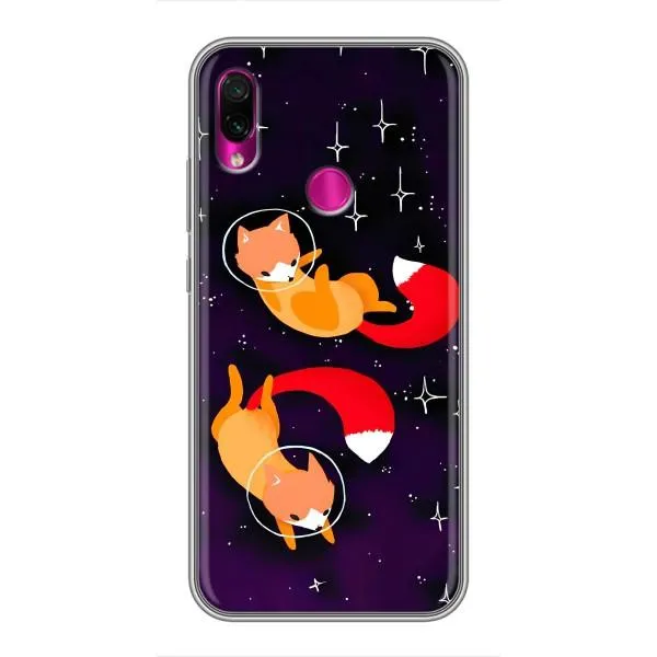 Чохол з принтом «Лисички космонавти» для Xiaomi Redmi Note 7 Pro
