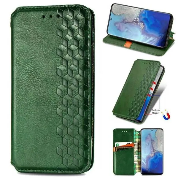 Кожаный чехол-книжка GETMAN Cubic (PU) для Xiaomi Redmi Note 9 / Redmi 10X — Зеленый — фото 5