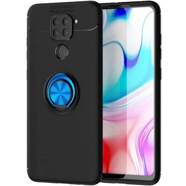 TPU чехол Deen ColorRing под магнитный держатель (opp) для Xiaomi Redmi Note 9 / Redmi 10X — Черный / Синий — фото 1 TPU чехол Deen ColorRing под магнитный держатель (opp) для Xiaomi Redmi Note 9 / Redmi 10X — Черный / Синий — фото 1